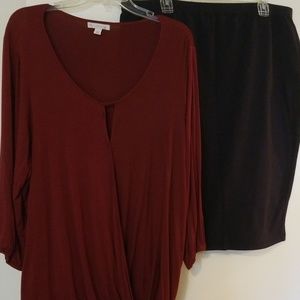 Dress Barn Skirts - ❤2X (20) burgundy DB Blouse & Navy Blue Skirt Dress Barn Skirts - ❤2X (20) burgundy DB Blouse & Navy Blue Skirt